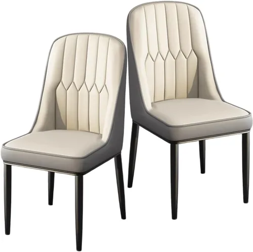 YVYKFZD Juego de 2/4 sillas de comedor, sillas de cocina con respaldo y patas de metal, silla de comedor de piel sintética, silla auxiliar cómoda