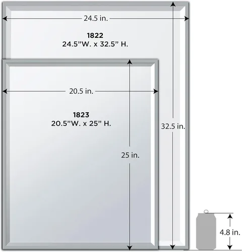 Miniatura 4 de Gatco Espejo de pared de baño 1823, 25 pulgadas de alto x 21 pulgadas de ancho, espejo moderno para sala de estar, tocador, diseño delgado, espejo