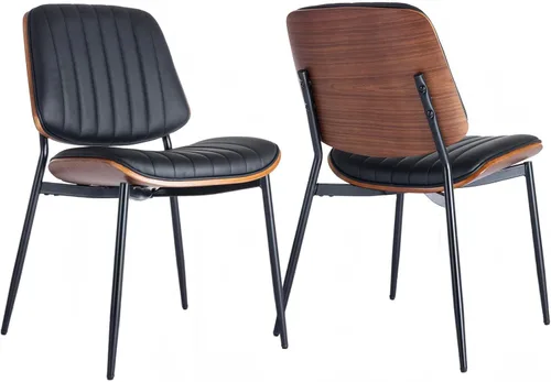 ODUSE-DAILY Juego de 2 sillas de comedor modernas de mediados de siglo, sillas de cocina y comedor negras, juego de 2, sillas de cocina tapizadas de