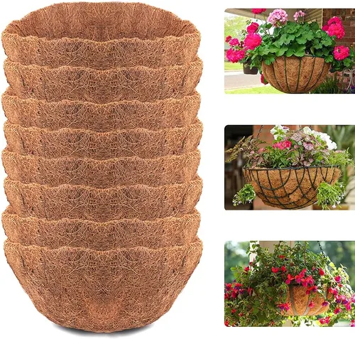 Miniatura 8 de 4 forros de coco para macetas, revestimientos redondos de coco para jardineras de ventana, cesta colgante de 8/10/12/14/16 pulgadas, tapete grueso