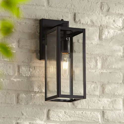 Miniatura 8 de John Timberland Titan - Juego de 2 lámparas de pared modernas para exteriores, marco rectangular negro místico del atardecer al amanecer, paneles