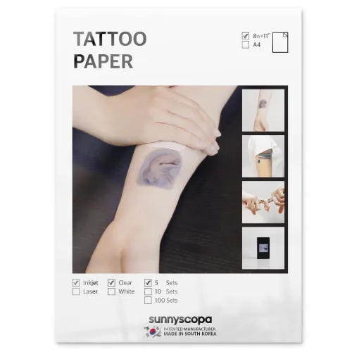 Miniatura 8 de Sunnyscopa Papel de tatuaje temporal imprimible para impresora láser, tamaño de carta de EE. UU. 8.5 x 11 pulgadas, 5 hojas – Hoja de transferencia