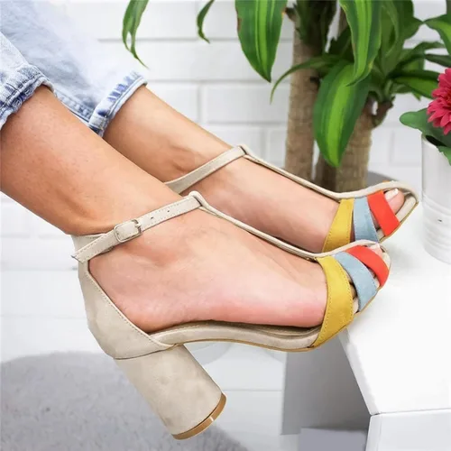 Miniatura 2 de Tenis de moda para mujer, de gamuza de verano, con bloques de color, tacón alto, estilo casual, para mujer