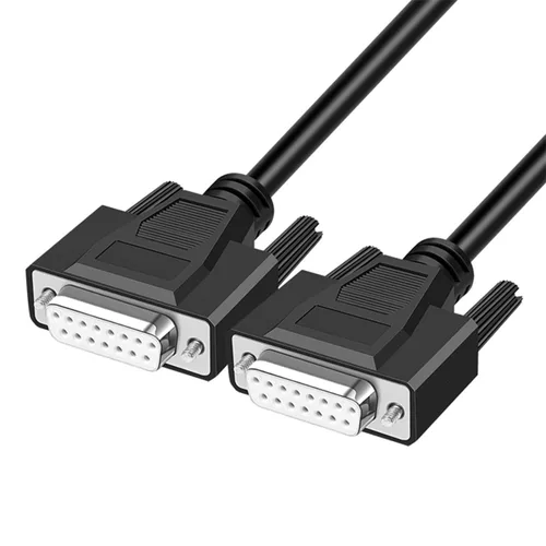Cable de extensión serie DB15 RS232 de 10 pies 28AWG DB15 de 15 pines, hembra a hembra, conector chapado en oro de 15 pines recto a través del cable