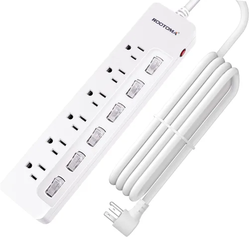 Miniatura 9 de Cable de extensión negro para electrodomésticos con interruptores individuales de encendido y apagado - 6 pies, cable de extensión resistente
