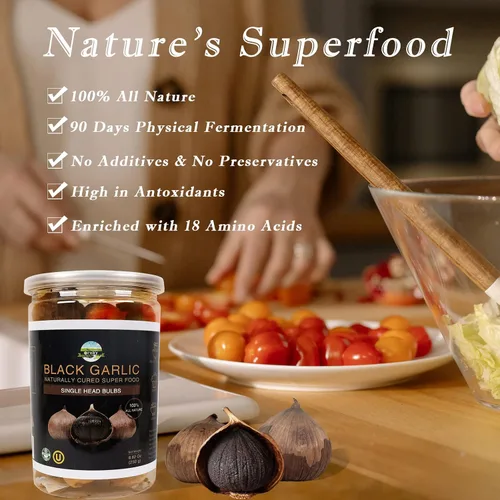 Miniatura 3 de Orsky Ajo negro 8.82 oz (8.82 oz.), ajo negro entero fermentado durante 90 días, súper alimentos, sin aditivos, alto en antioxidantes, listo