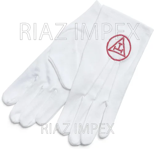 Miniatura 4 de Collar de cadena de metal Masonic Regalia Royal Arch Mark Master con guantes bordados de algodón blanco, Algodón Metal
