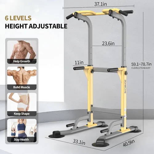 Miniatura 6 de Z ZHICHI Pull Up Dip Station For Home Gym Strength Training Fitness Workout Station Chin-Ups Push-Ups Pull-Ups Dip-Ups 330LBS T055CDC Actualización