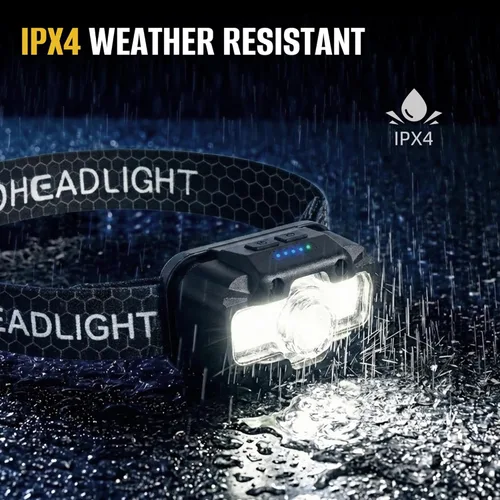 Miniatura 6 de HOKOILN Linterna frontal LED recargable con luz verde y roja, 1300 lúmenes, linterna ultra brillante para camping, correr, senderismo, pesca