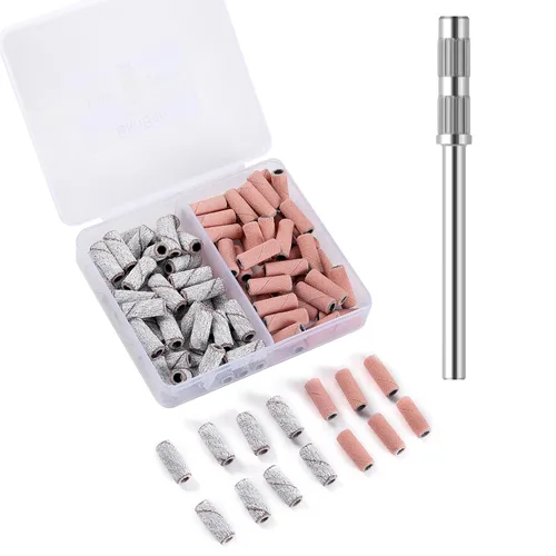 Miniatura 22 de 100 piezas de bandas pequeñas de lijado de uñas para taladro de uñas, bits mini de 3.1mm de mandril de lijado de uñas de grano 80 para uñas