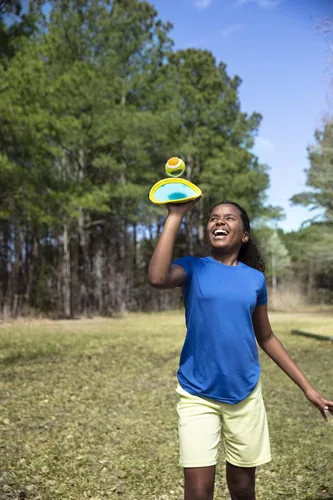 Miniatura 6 de WAHU Juego de pelota de agarre de agua con 1 bola y 2 guantes ajustables, juego de juguetes de playa con velcro para exteriores, amarillo/naranja