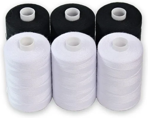 Miniatura 10 de BlesSew Hilos de coser grises – 10 carretes grandes de hilo de poliéster para mano, acolchado y máquina de coser – tonos grises más blanco y negro