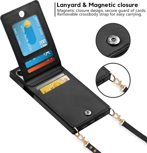 Miniatura 3 de Vofolen Funda para iPhone 11 con tarjetero con bloqueo RFID, correa ajustable, cierre magnético, resistente, a prueba de golpes, funda protectora