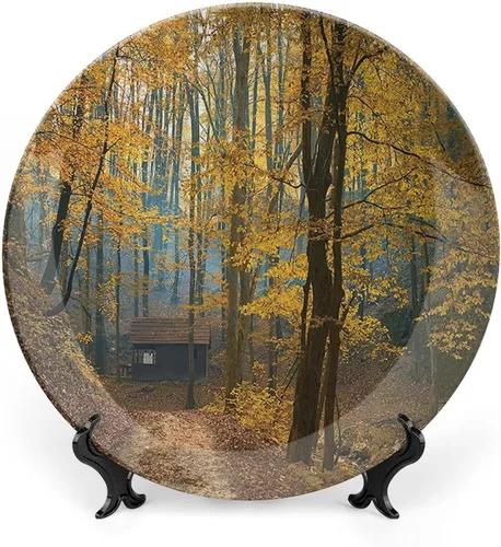 Miniatura 17 de XISUNYA Plato decorativo de 6 pulgadas, cerámica de cerámica para decoración de otoño, imagen suave de hojas de otoño desvanecidas, impresión