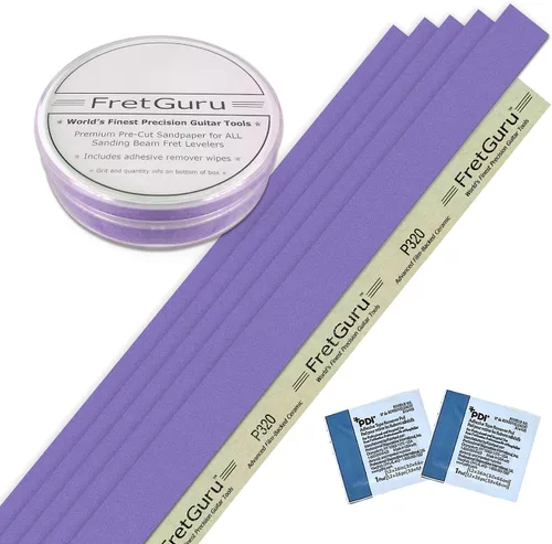 Miniatura 10 de FretGuru Haz de Lijado Nivelador de Trastes – (10" ~ 250mm) Archivo nivelador profesional para luthier de guitarra incluye papel de lija de 100