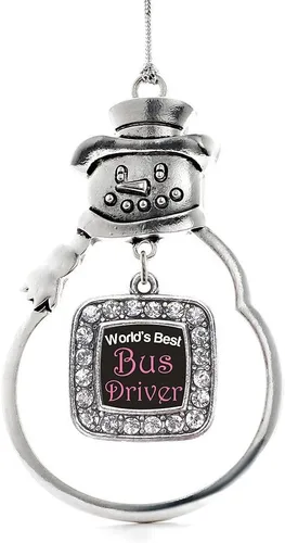 Miniatura 220 de Inspired Silver - Adorno de rodillo de reina - Adorno cuadrado de plata con muñeco de nieve con joyas de circonita cúbica