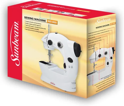 Miniatura 5 de Sunbeam Máquina de coser pequeña portable portable Pedal de pie adaptador de CA y Kit de más de 75 piezas de costura incluido, caída en bobina