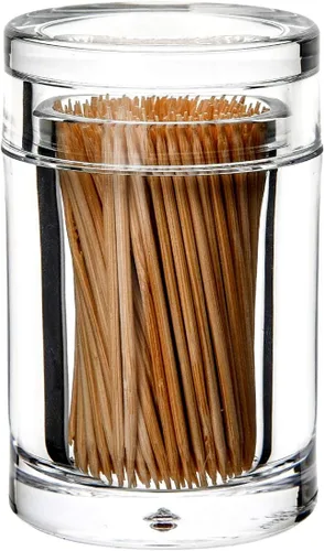 Miniatura 10 de Palillo de dientes acrílico de algodón dispensador dispensador organizador caja de almacenamiento transparente con tapa (forma rectangular)