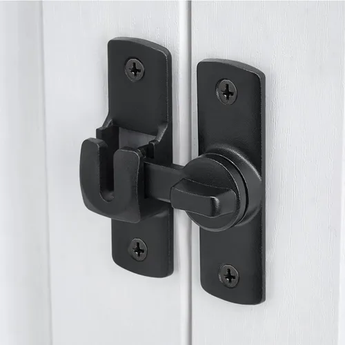 Miniatura 5 de Cerradura Negra para Puerta de Granero Abatible de 90/180 Grados, Protege la Privacidad - Pestillo de Puerta de Seguridad, Herrajes de Pestillos