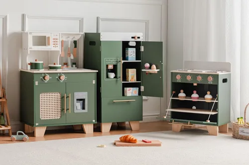 ROBOTIME Juego de cocina con nevera de juguete, horno de juguete, lavadora de juguetes, juego de cocina de madera para niños, juego de cocina de
