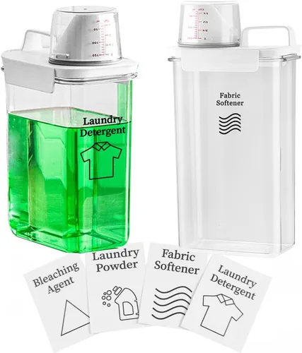 Miniatura 8 de [Paquete de 2] Dispensador de detergente para ropa para organización y almacenamiento de lavandería, dispensador de jabón para lavandería de 37