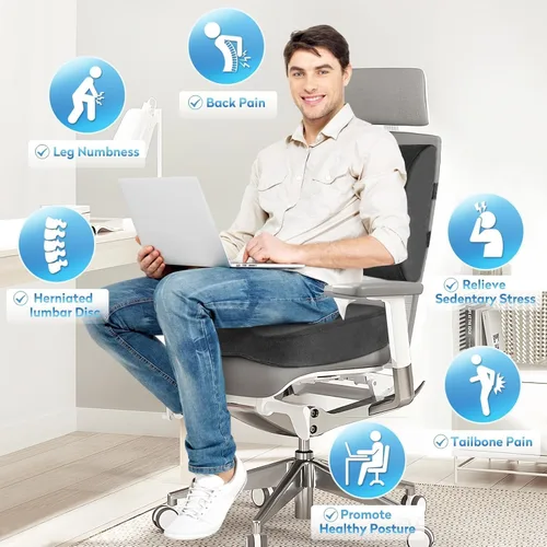 Miniatura 5 de CloudBliss Cojín de asiento, cojín para silla de oficina, cojín de asiento de automóvil, almohada de apoyo lumbar para silla de oficina, almohada