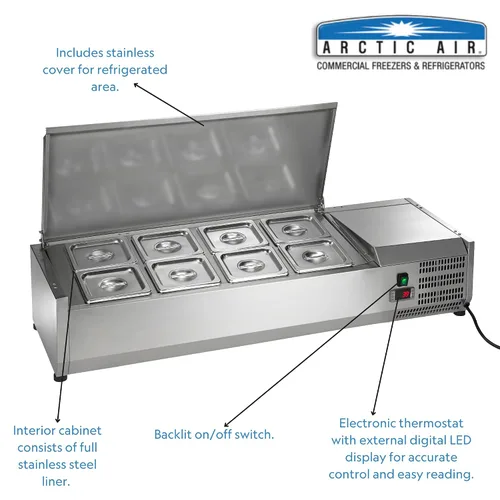 Miniatura 2 de Arctic Air ACP48 - Mesa refrigerada de 47.25 pulgadas para sándwich/ensalada, acero inoxidable, 115 V