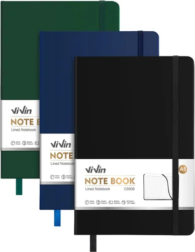 Miniatura 18 de ViVin Cuadernos rayados para trabajo, 192 páginas, tamaño mediano de 5.5 x 8.3 pulgadas, con rayas universitarias, cuadernos A5 de tapa dura