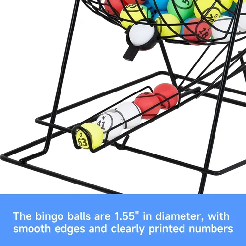 Miniatura 7 de GSE Games & Sports Expert Juego de bingo profesional con jaula jumbo, bolas de bingo de 1.5 pulgadas, tablero maestro. Ideal para grupos grandes