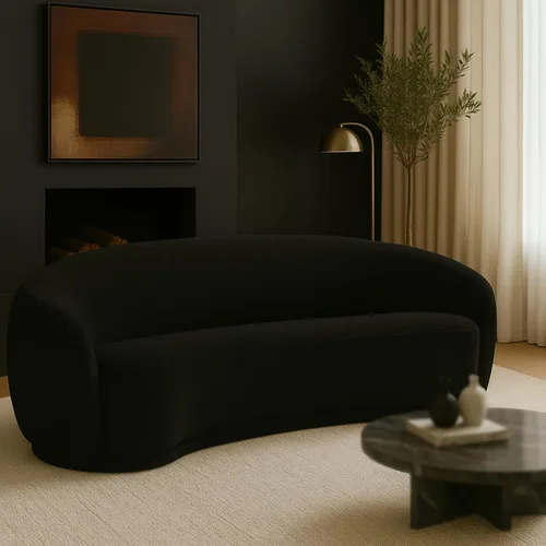 Miniatura 2 de Meridian Furniture 693Black-S Hyde Collection Modern Sofá tapizado de tela Boucle contemporáneo, negro, 89.5 pulgadas de ancho x 38 pulgadas