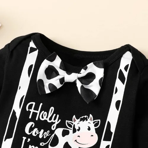 Miniatura 5 de Traje de primer cumpleaños para niño, traje de primer cumpleaños para bebé niño, disfraz de vaca sagrada con texto en inglés "I'm One