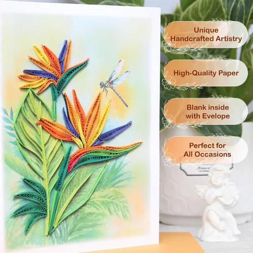 Miniatura 4 de KingKraft Tarjeta de felicitación de pájaro del paraíso Quilling, tarjeta de cumpleaños, tarjeta de aniversario para esposa, marido, tarjeta