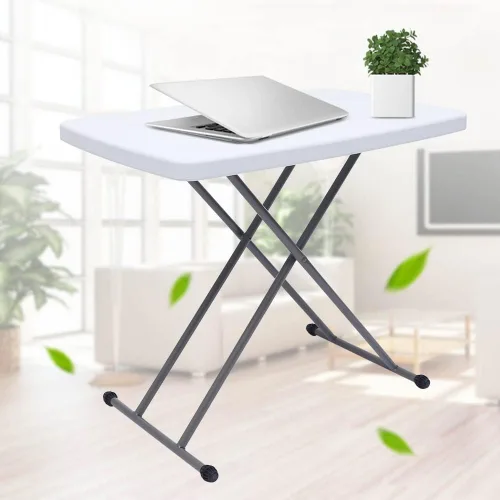Miniatura 2 de Mesa plegable de altura ajustable para el hogar, bandeja de TV para interiores y exteriores y mesa de comedor ligera con patas en X y parte superior