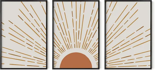 Miniatura 42 de HAUS AND HUES Arte de pared bohemia moderna de mediados de siglo - Arte boho, neutro, decoración de pared con sol (Marco negro, 12x16)