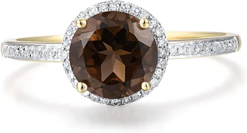 Miniatura 2 de Santuzza Anillo de oro macizo de 10 quilates con piedras preciosas solitarias para mujer