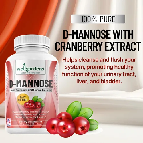Miniatura 2 de D-manosa 100% pura con extracto de arándano, ayuda a limpiar impurezas, salud natural del tracto urinario, cápsulas de apoyo al hígado y la vejiga
