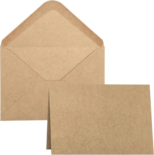 Miniatura 11 de Paquete de 50 tarjetas y sobres en blanco de 4 x 6, tarjetas de felicitación y sobres, tarjetas de felicitación en blanco marrones, cartulina