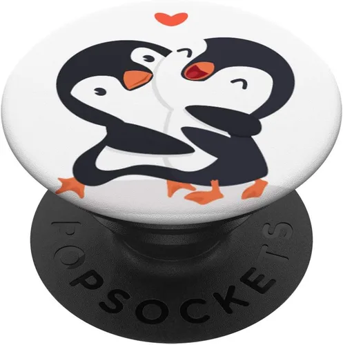 Bonita idea de regalo de pingüino para sus PopSockets agarre y soporte para teléfonos y tabletas, Negro