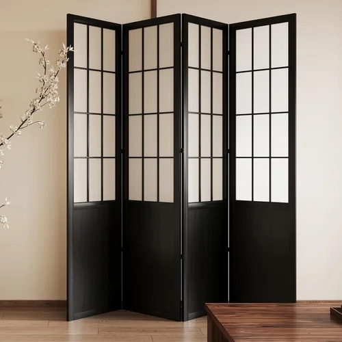 Divisor de habitación plegable y pantalla de partición portátil de 5.6 pies, estilo Shoji chino japonés para separación de habitaciones - 4 paneles