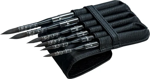 Miniatura 7 de 873Round - Pinceles de pintura profesionales para acuarela, 6 piezas, ardilla sintética, pelo mixto, juego de pinceles de bolsillo de viaje