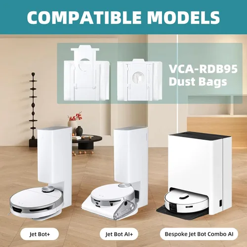 Miniatura 2 de Paquete de 8 bolsas de polvo VCA-RDB95 de repuesto para Samsung Jet Bot AI+ / Jet Bot+ / estación de limpieza al vacío Jet Bot Combo AI, bolsa