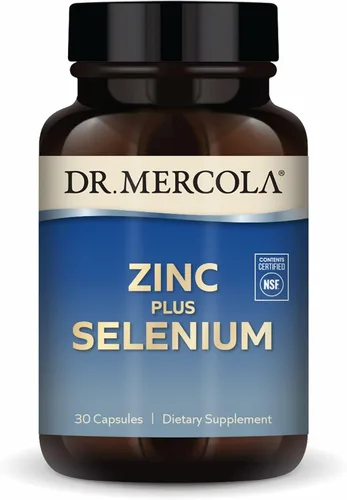 Dr. Mercola Zinc Plus Selenio - Suplemento de mezcla mineral - para apoyo inmunológico, cerebral y respiratorio - Contiene quelato de glicinato de