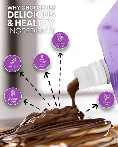 Miniatura 6 de Chocolate vegano para untar sin azúcar, postre triple de chocolate bajo en carbohidratos, aperitivo saludable sin azúcar añadido, sin gluten, sin