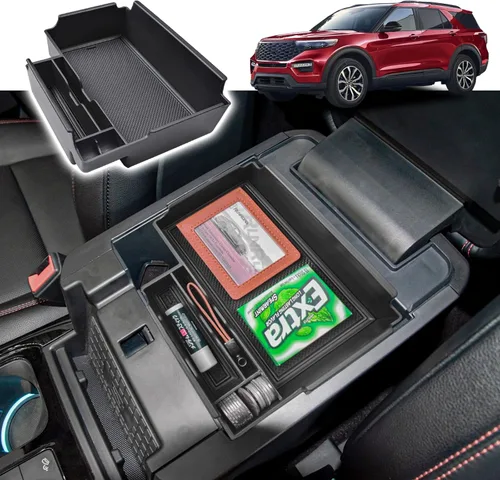 RUNROAD Organizador de bandeja de consola central mejorado compatible con Ford Explorer 2026 2025 2024 2023 2022 2021 2020, divisores de bandeja de