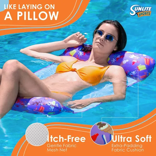 Miniatura 2 de Sunlite Sports - Flotador de agua inflable de 114 x 89 pulgadas, balsa flotante para piscina, playa y lago, colchón de descanso más cómodo, flotador