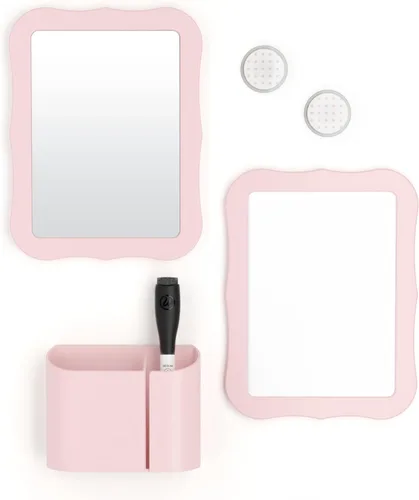 U Brands Kit de accesorios para casillero, artículos esenciales para el regreso a clases, rosa, 6 piezas, incluye pizarra blanca, espejo y
