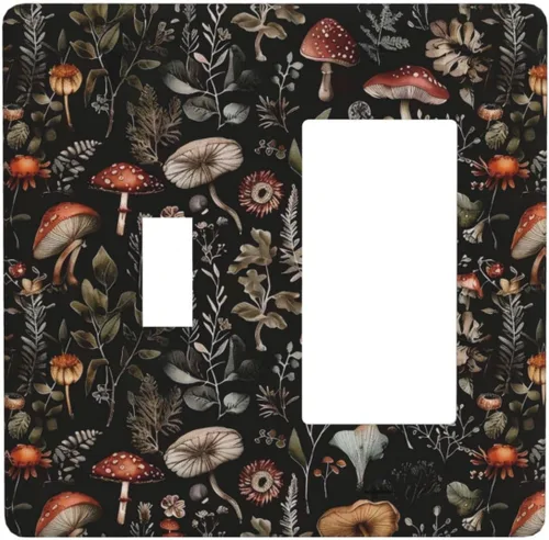 Miniatura 118 de Cubiertas de Salida Triple Basculante con Hojas de Plantas de Eucalipto Azul en Acuarela Floral, Placa Frontal Decorativa de 3 Posiciones, Cubierta