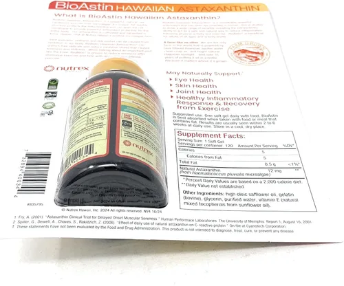 Miniatura 7 de BioAstin Astaxantina hawaiana 12 mg, 120 geles blandos