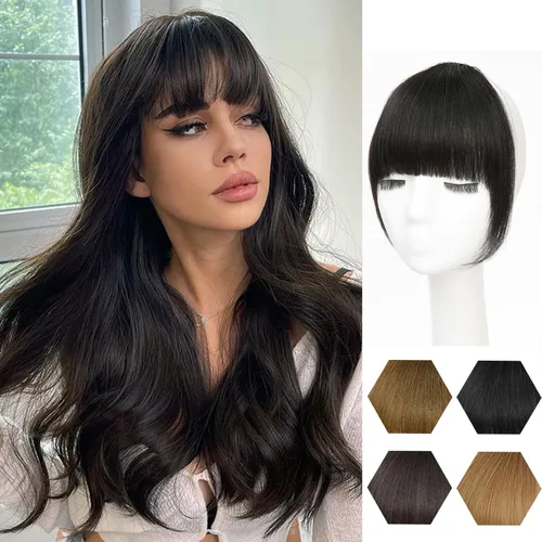 Miniatura 8 de Flequillo con clip de cabello 100 % humano, cortina de adelgazamiento de aire para mujer, plana natural, curvada, delgada, falsa rubio ceniza