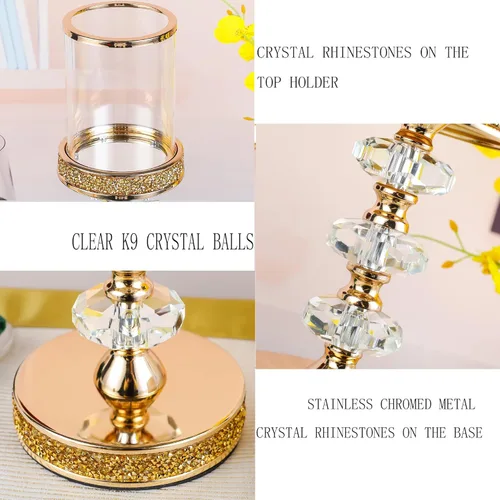 Miniatura 2 de Portavelas de pilar, candelabros de cristal para bodas, fiestas, eventos, Navidad, decoración del hogar, centros de mesa CH028D (L)